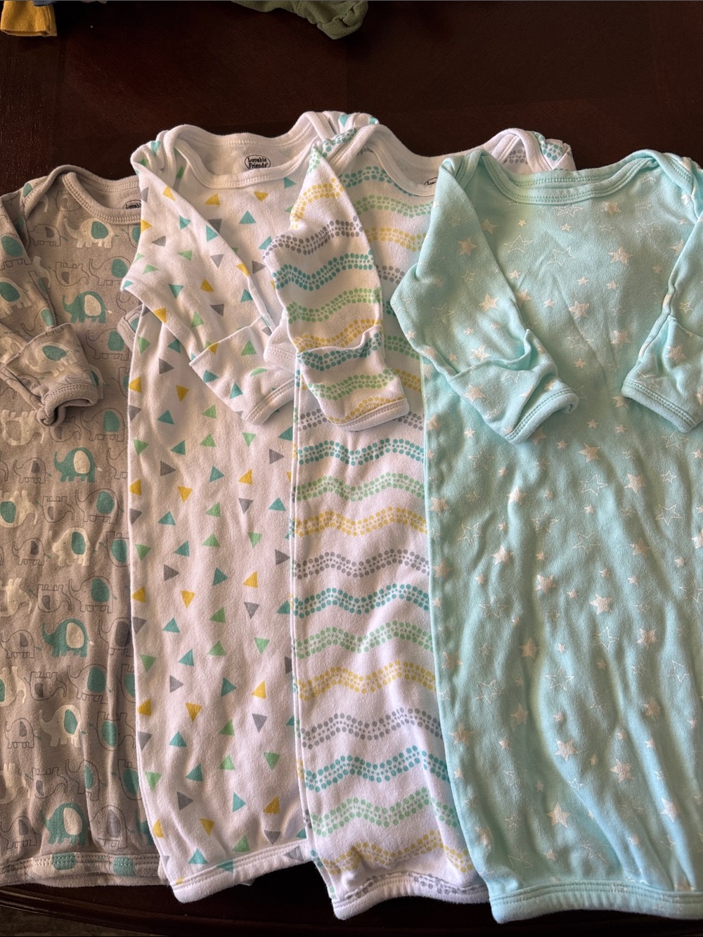 Luvable Friends Mint, Gray & White Star and Patterned Sleep Sacks